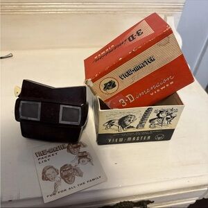 View-Master 3-Dimension Model E 1942 Bakelite Sawyer's Inc. In Box Packet List